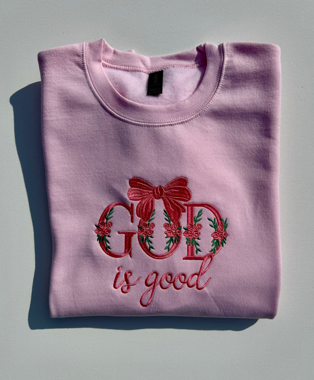 "God is good" Embroidered Crewneck Sweatshirt