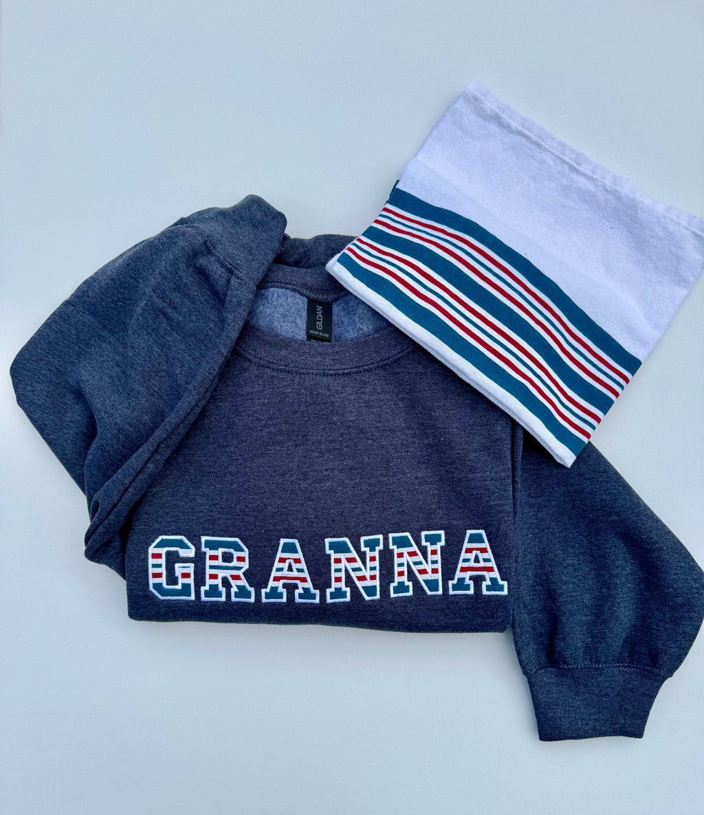 Custom "MAMA" Keepsake Applique Crewneck - Varsity Font