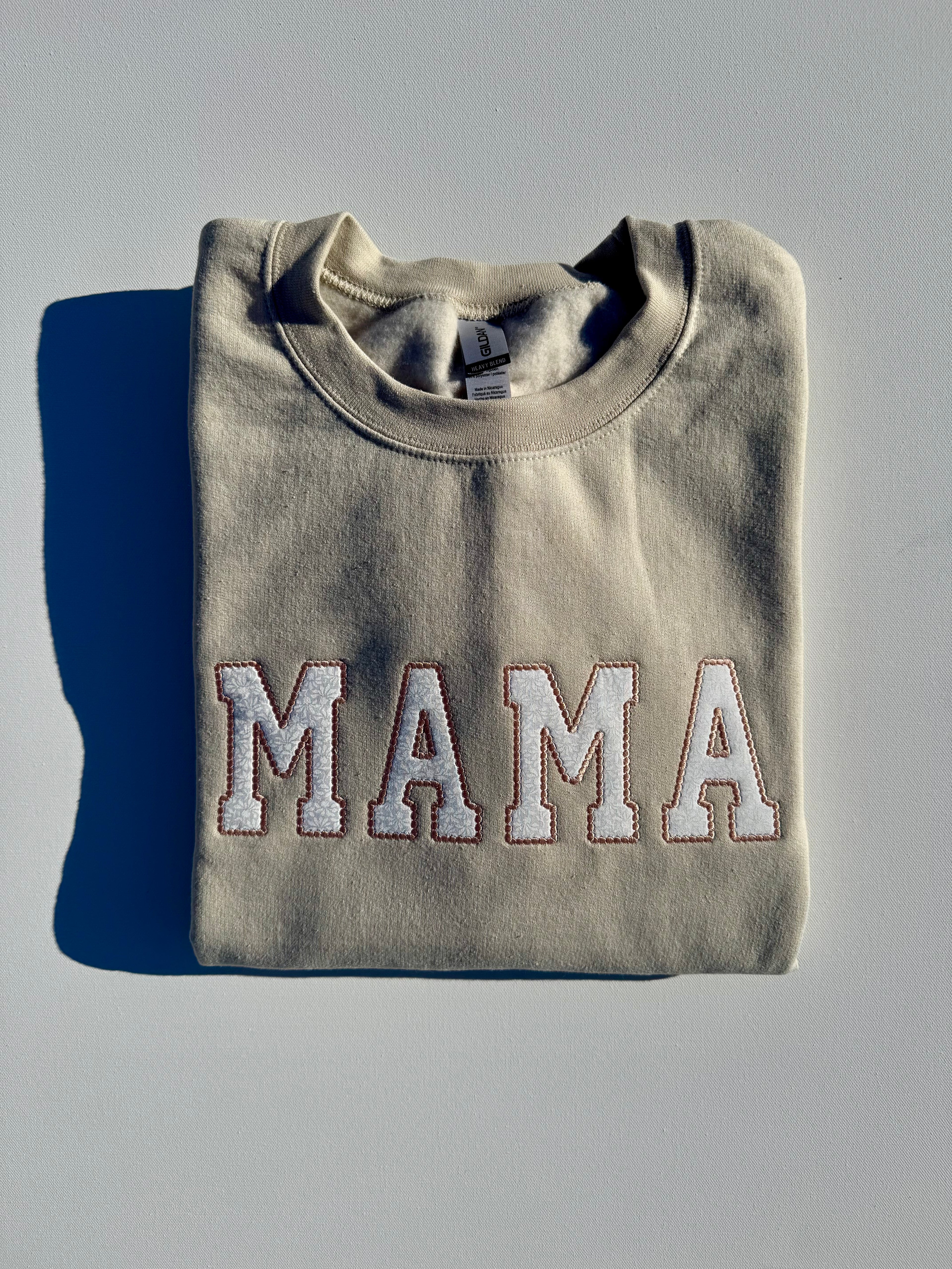 Custom "MAMA" Keepsake Applique Crewneck - Fancy Font