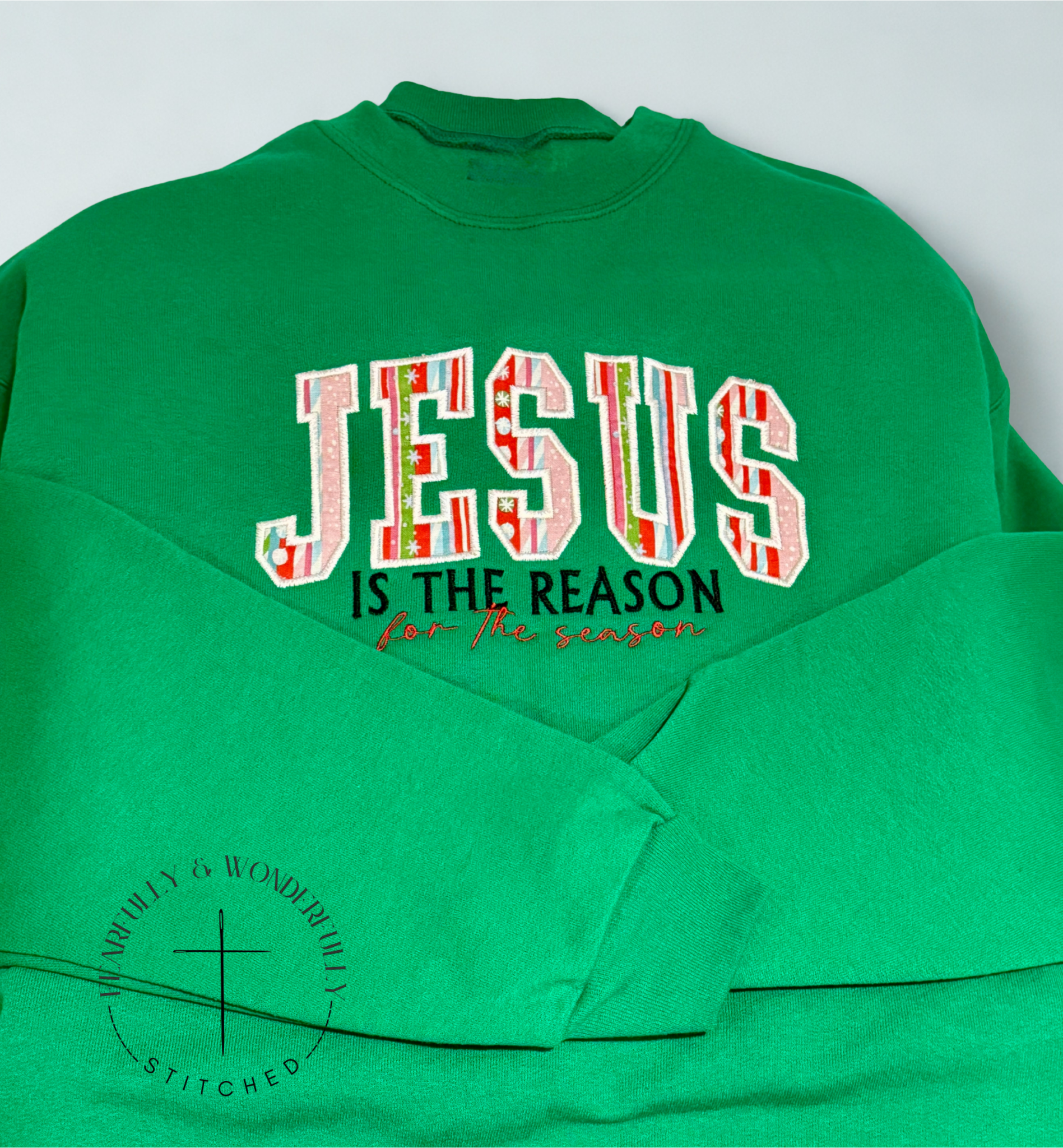 "Jesus is the Reason for the Season" Applique Crewneck Sweatshirt