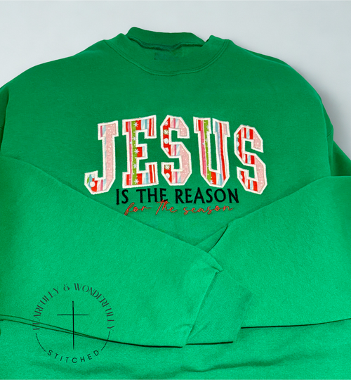 "Jesus is the Reason for the Season" Applique Crewneck Sweatshirt