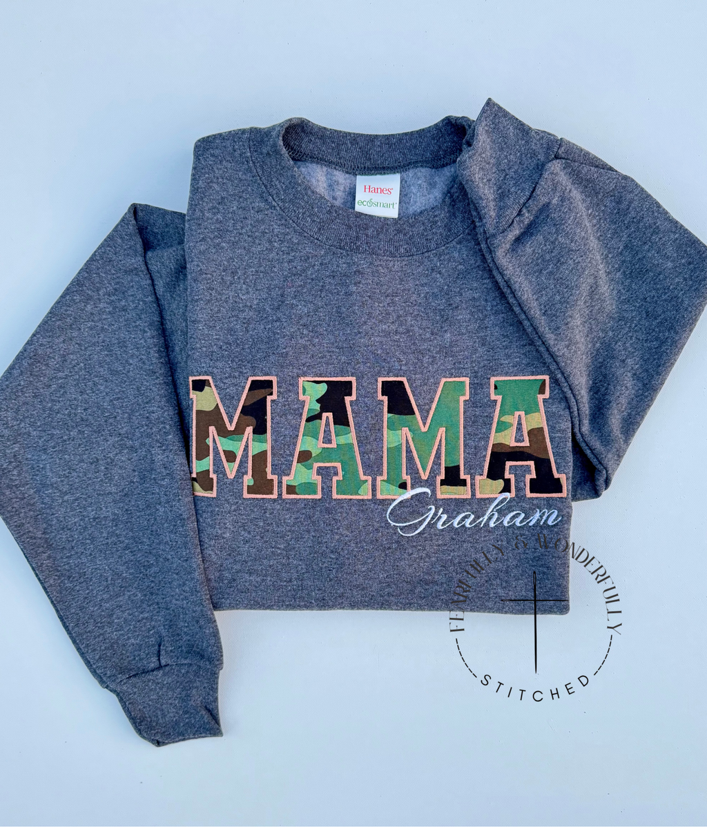 Custom "MAMA" Applique Crewneck